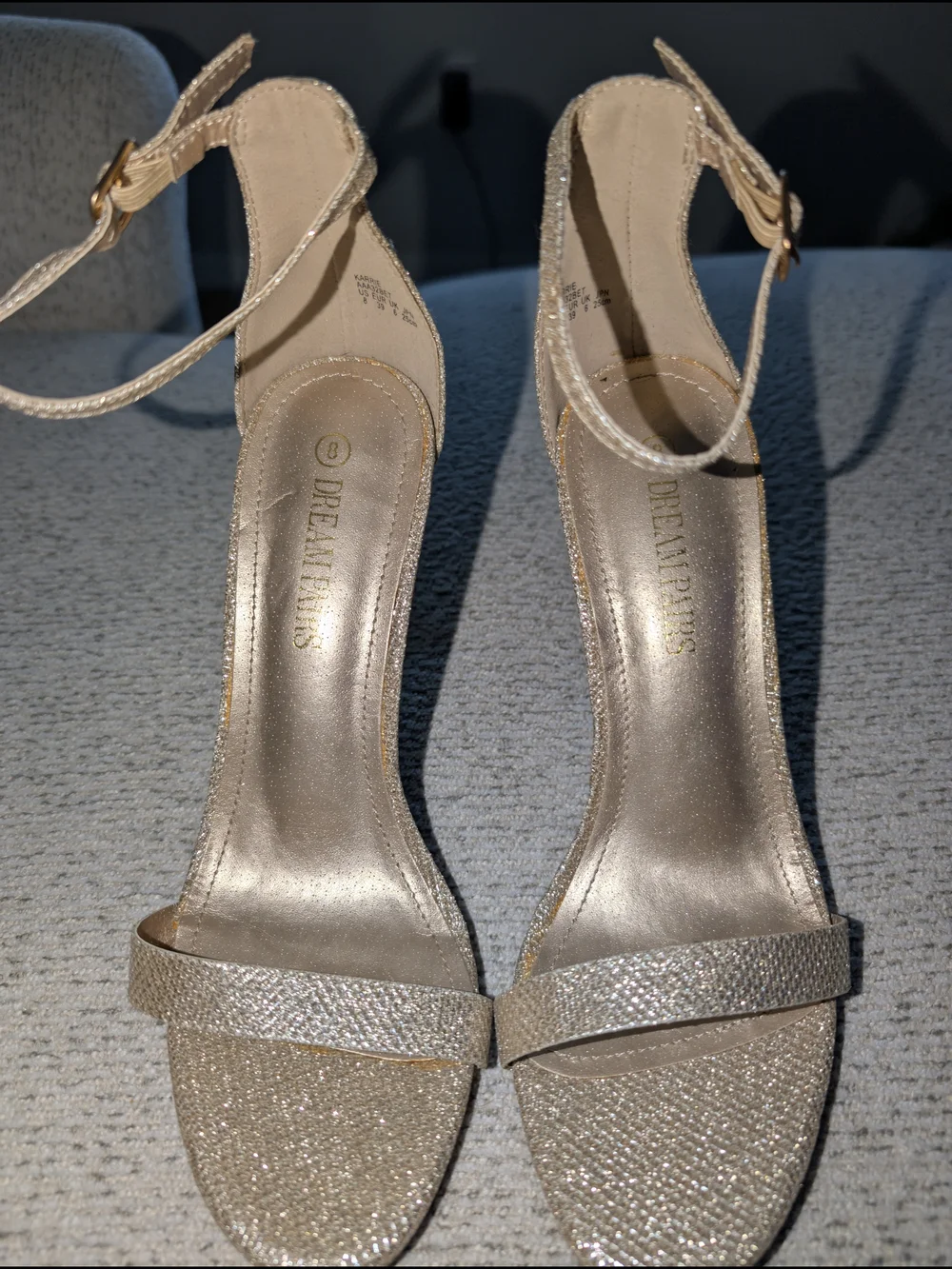 NWOT Ankle-Strap High Heel Sandals in Champagne Size 8